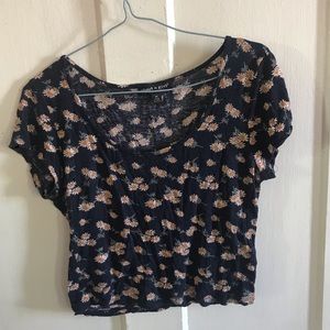 Daisy floral blue crop top